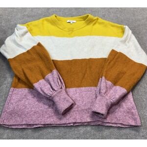 Women L Knit Sweater Wool Alpaca Blend Balloon Sleeve Preppy Cozy